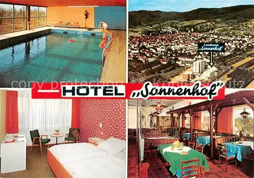 AK / Ansichtskarte 73866560 Leutershausen_Hirschberg_Bergstrasse Hotel Sonnenhof Hallenbad Zimmer Gaststube Panorama Leutershausen_Hirschberg