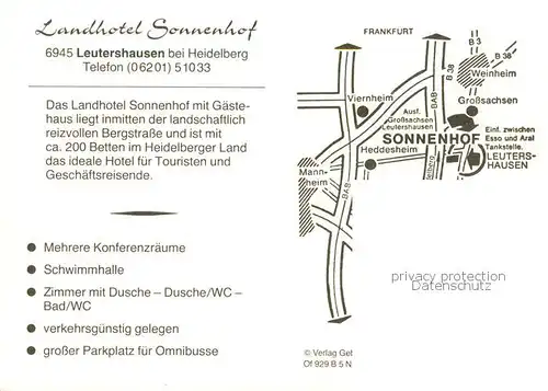 AK / Ansichtskarte 73866561 Leutershausen_Hirschberg_Bergstrasse Landhotel Sonnenhof Leutershausen_Hirschberg