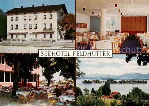 AK / Ansichtskarte  Prien_Chiemsee Seehotel Feldhuetter Gaststube Terrasse Seepartie Prien Chiemsee