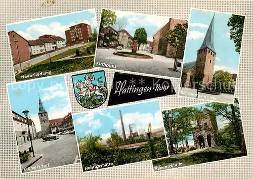 AK / Ansichtskarte 73866589 Hattingen__Ruhr Neue Siedlung Kirchplatz St Georgs Kirche Kraemersdorf Henrichhuette Bismarckturm 