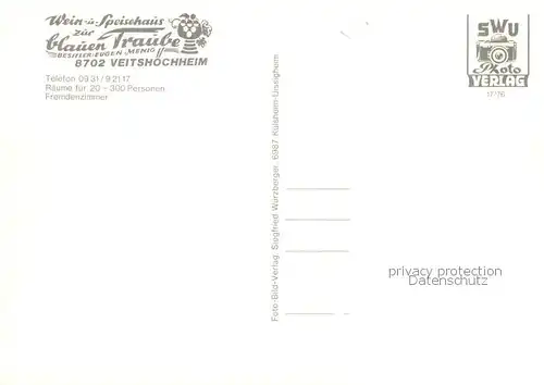 AK / Ansichtskarte 73866603 Veitshoechheim Wein und Speisehaus zur blauen Traube Gastraeume Treppenaufgang Veitshoechheim