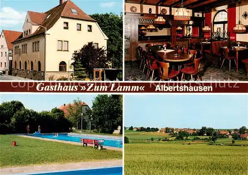 AK / Ansichtskarte  Albertshausen_Wuerzburg Gasthaus Zum Lamm Schwimmbad Gaststube Panorama Albertshausen Wuerzburg