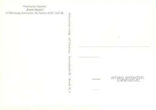 AK / Ansichtskarte  Wuerzburg_Bayern Fraenkischer Gasthof Stadt Mainz 