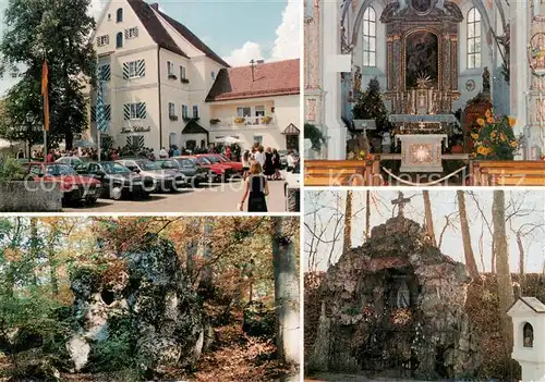 AK / Ansichtskarte 73866609 Finningen_Dillingen Landgasthof Zum Schloessle Grotte Kirche Finningen Dillingen