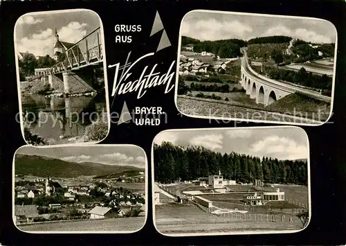 AK / Ansichtskarte 73866619 Viechtach_Bayerischer_Wald Teilansichten Schwarzer Regen Bruecke Viadukt Viechtach_Bayerischer