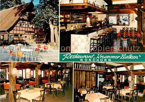 AK / Ansichtskarte 73866672 Nordhorn Restaurant Krummer Balken Gastraeume Bar Freiterrasse Nordhorn