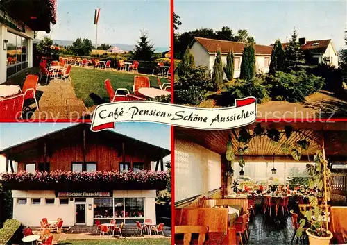 AK / Ansichtskarte 73866679 Reinhardshagen Cafe Pension Schoene Aussicht Garten Terrasse Gaststube Reinhardshagen