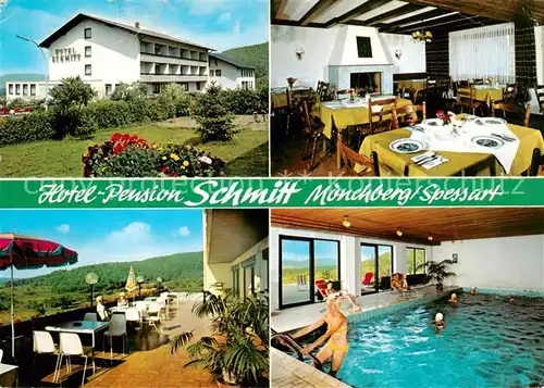 AK / Ansichtskarte  Moenchberg_Herrenberg Hotel Pension Schmitt Gaststube Terrasse Hallenbad Moenchberg Herrenberg