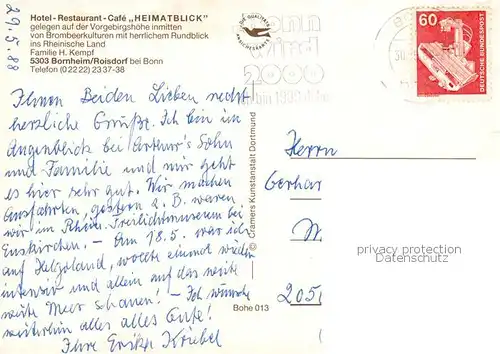 AK / Ansichtskarte 73866690 Roisdorf_Bornheim Hotel Restaurant Cafe Heimatblick Freiterrasse 