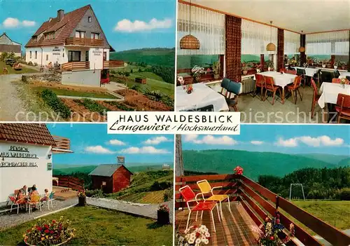AK / Ansichtskarte 73866692 Langewiese Haus Waldesblick Gaststube Terrasse Langewiese
