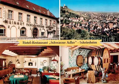 AK / Ansichtskarte  Schriesheim Hotel Restaurant Schwarzer Adeler Gastube Weinfass Panorama Schriesheim