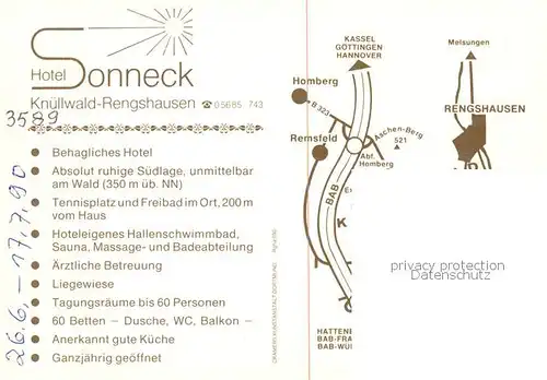 AK / Ansichtskarte  Rengshausen_Knuellwald Hotel Sonnecke Gastraeume Rengshausen Knuellwald