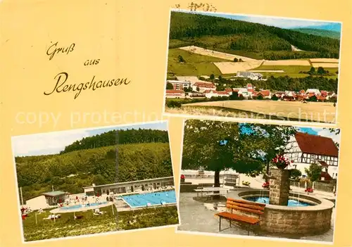 AK / Ansichtskarte  Rengshausen_Knuellwald Panorama Schwimmbad Brunnen Rengshausen Knuellwald