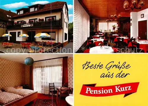 AK / Ansichtskarte  Rengshausen_Knuellwald Pension Kurz Gaststube Terrasse Zimmer Rengshausen Knuellwald