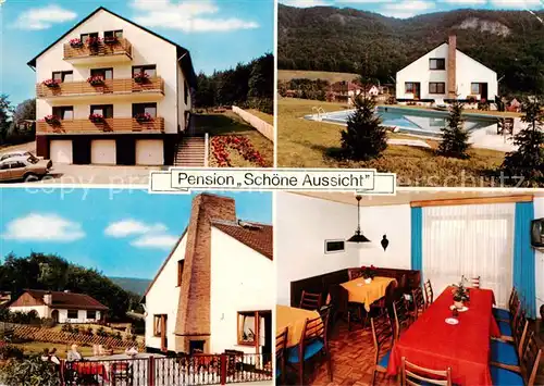 AK / Ansichtskarte 73866775 Hitzelrode_Meinhard Pension Schoene Aussicht Schwimmbad Gaststube 