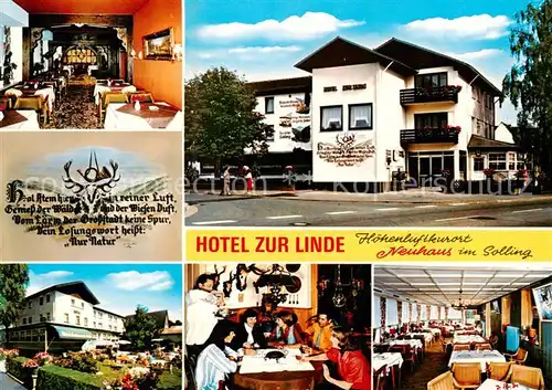 AK / Ansichtskarte  Neuhaus_Solling Hotel Zur Linde Gastraeume Terrasse Neuhaus Solling