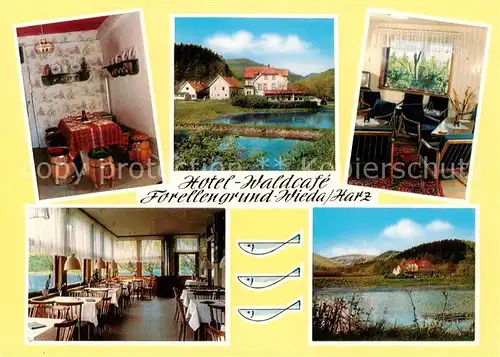 AK / Ansichtskarte 73866794 Wieda Hotel Waldcafé Forellengrund Restaurant Forellenteich Wieda
