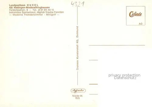 AK / Ansichtskarte  Niederelfringhausen_Hattingen Landgasthaus Huxel im Felderbachtal Restaurant Minigolf Niederelfringhausen