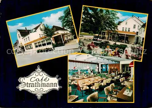 AK / Ansichtskarte 73866842 Bad_Rothenfelde Café Strathmann Gastraum Terrasse Bad_Rothenfelde