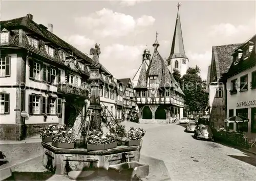 AK / Ansichtskarte  Michelstadt Marktbrunnen und Rathaus 15. Jdht. Kirchturm Michelstadt