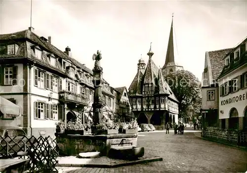 AK / Ansichtskarte  Michelstadt Rathaus 15. Jhdt. Marktbrunnen Kirchturm Michelstadt