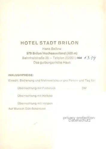AK / Ansichtskarte 73866886 Brilon Hotel Stadt Brilon Gastraum Brilon