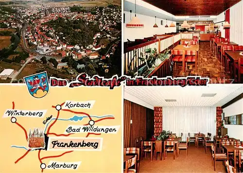 AK / Ansichtskarte  Frankenberg__Eder Fliegeraufnahme Restaurant Stadtcafe Gastraeume 