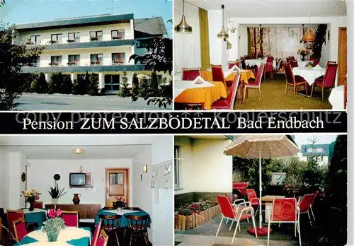 AK / Ansichtskarte  Bad_Endbach Pension Zum Salzboedetal Gastraeume Terrasse Bad_Endbach