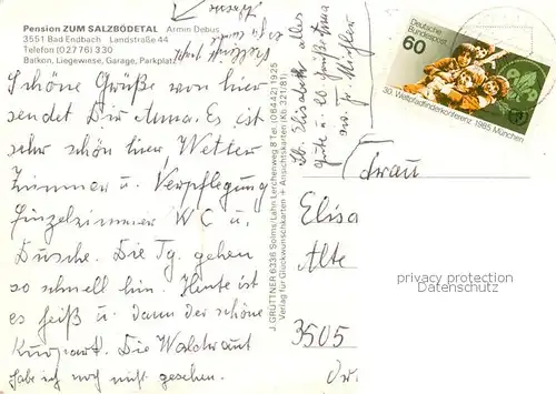 AK / Ansichtskarte 73866899 Bad_Endbach Pension Zum Salzboedetal Gastraeume Terrasse Bad_Endbach