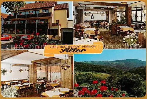 AK / Ansichtskarte  Vorderbuechelberg_Spiegelberg Cafe Restaurant Pension Siller Gastraum Garten Terrasse Vorderbuechelberg