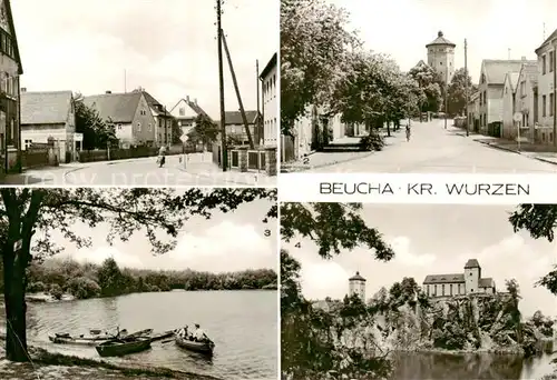 AK / Ansichtskarte  Beucha_Wurzen Dorfstrasse Kirchberg mit Wasserturm Seepartie Bergkirche Beucha Wurzen