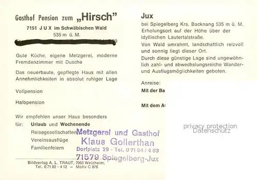 AK / Ansichtskarte 73866963 Jux Gasthof Hirsch Metzgerei Gaststube Jux