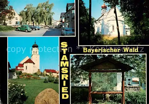 AK / Ansichtskarte 73867009 Stamsried Strassenpartie Kirchen Hinweistafel Stamsried