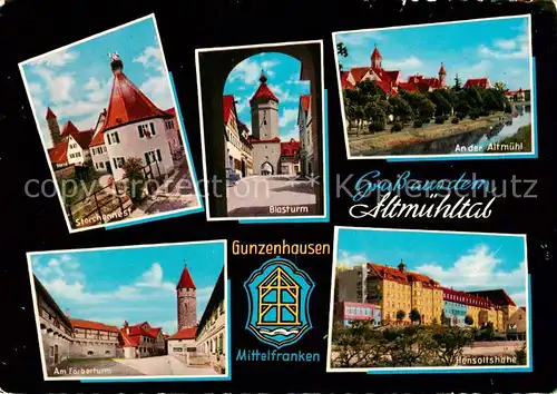AK / Ansichtskarte 73867026 Gunzenhausen_Altmuehlsee Storchennest Blasturm Altmuehlpartie Am Faerberturm Hensoltshoehe Gunzenhausen Altmuehlsee