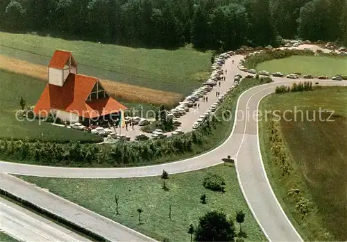 AK / Ansichtskarte  Adelsried Autobahnkirche Maria Schutz der Reisenden Fliegeraufnahme Adelsried