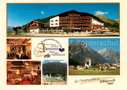 AK / Ansichtskarte  Lechtal Vitalhotel Alpenrose Gastraeume Pool Ortspartie mit Kirche Lechtal