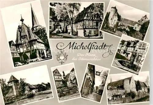 AK / Ansichtskarte  Michelstadt Rathaus Kellereihof Schloss Fuerstenau Stadtmauer Marktbrunnen Fachwerkhaeuser Gasse Diebsturm Michelstadt