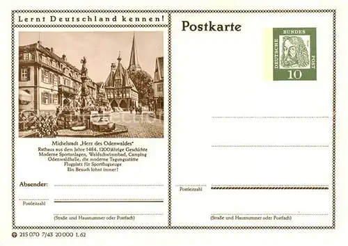 AK / Ansichtskarte  Michelstadt Herz des Odenwaldes Rathaus 15. Jhdt. Brunnen Serie Lernt Deutschland kennen Michelstadt