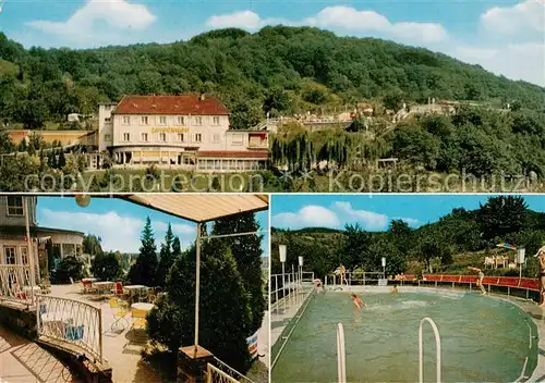 AK / Ansichtskarte 73867082 Hemsbach_Bergstrasse Hotel Luisenhof Terrasse Swimming Pool Hemsbach_Bergstrasse