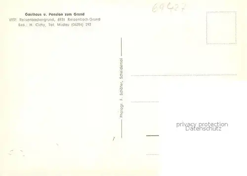 AK / Ansichtskarte  Grund_Reisenbach Gasthaus Pension zum Grund Gastraum Muehle Wildpark Teilansicht Grund Reisenbach