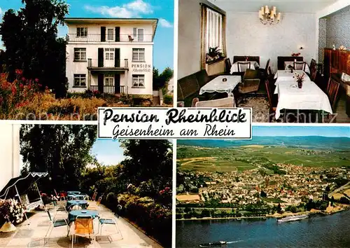 AK / Ansichtskarte 73867111 Geisenheim Pension Rheinblick Terrasse Gastraum Luftaufnahme Geisenheim