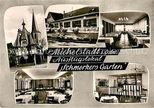 AK / Ansichtskarte  Michelstadt Rathaus Ausflugslokal Schmerkers Garten Saal Bar Nebenzimmer Michelstadt