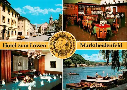 AK / Ansichtskarte 73867160 Marktheidenfeld Hotel zum Loewen Restaurant Gesellschaftsraeume Weinstube Uferpartie am Main Marktheidenfeld
