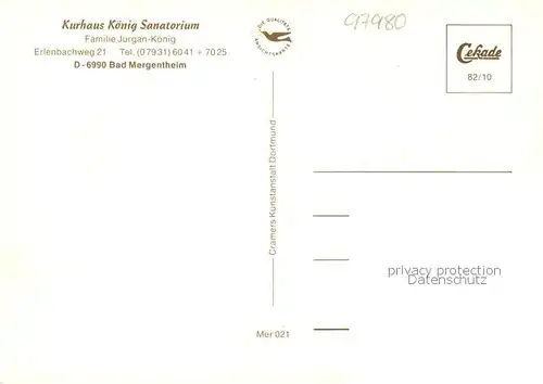 AK / Ansichtskarte  Bad_Mergentheim Kurhaus Koenig Sanatorium Restaurant Bad_Mergentheim