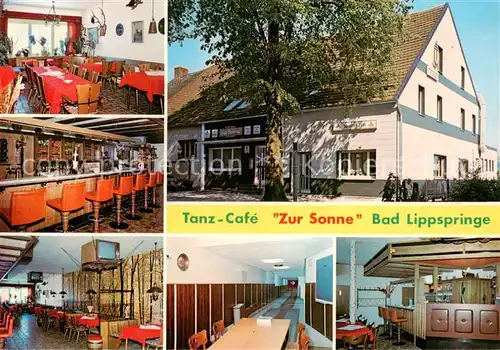 AK / Ansichtskarte 73867190 Bad_Lippspringe Tanz-Café zur Sonne Gastraum Bar Kegelbahn Bad_Lippspringe