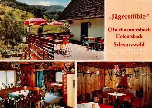 AK / Ansichtskarte  Holdersbach_Oberharmersbach Jaegerstueble Gaststube Terrasse 