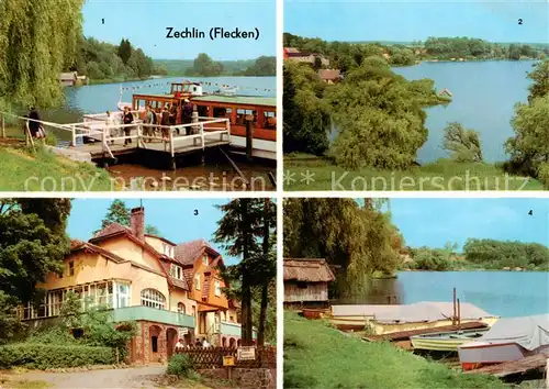 AK / Ansichtskarte 73867215 Zechlin_Flecken Dampferanlegestelle Am Schwarzen See FDGB Erholungsheim Elsenhoehe Partie am Schwarzen See Zechlin_Flecken