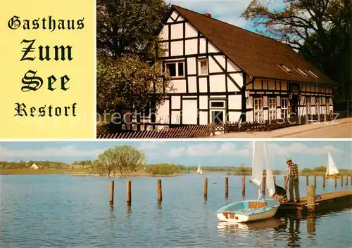 AK / Ansichtskarte  Restorf Gasthaus Zum See Bootssteg Restorf