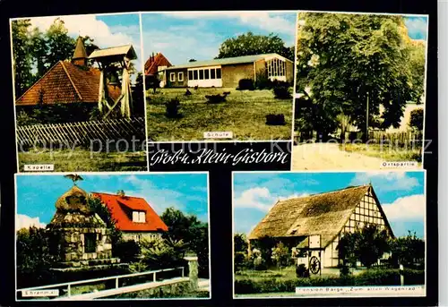 AK / Ansichtskarte  Gusborn Kapelle Schule Ortspartie Ehrenmal Pension Barge Zum alten Wagenrad Gusborn