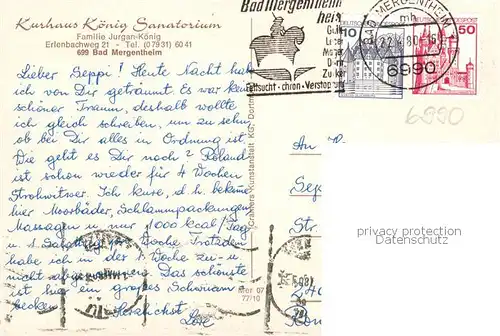 AK / Ansichtskarte  Bad_Mergentheim Kurhaus Koenig Sanatorium Bad_Mergentheim